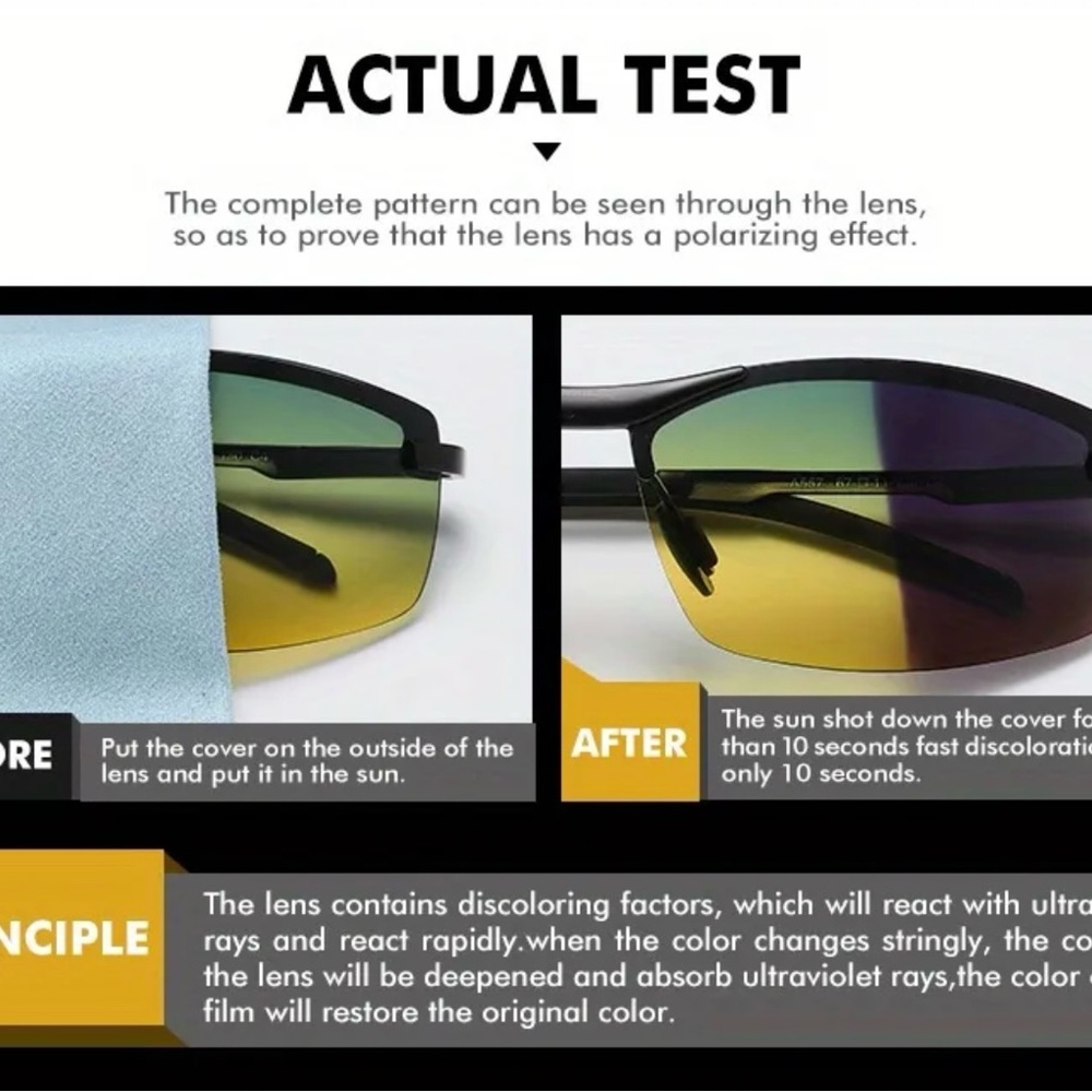 Photochromic Sunglasses - Black and Green - Picture 6 of 12